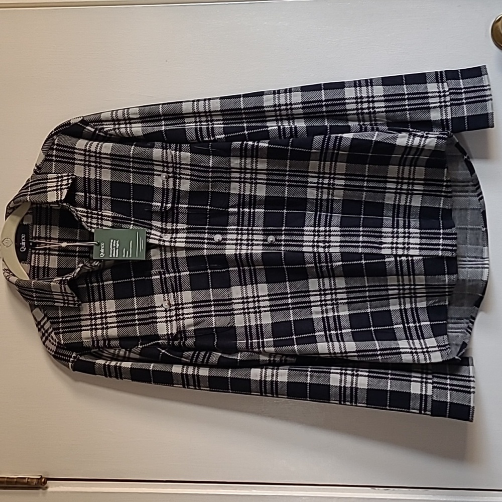 Unisex Quince soft plaid button-down shirt men's size small